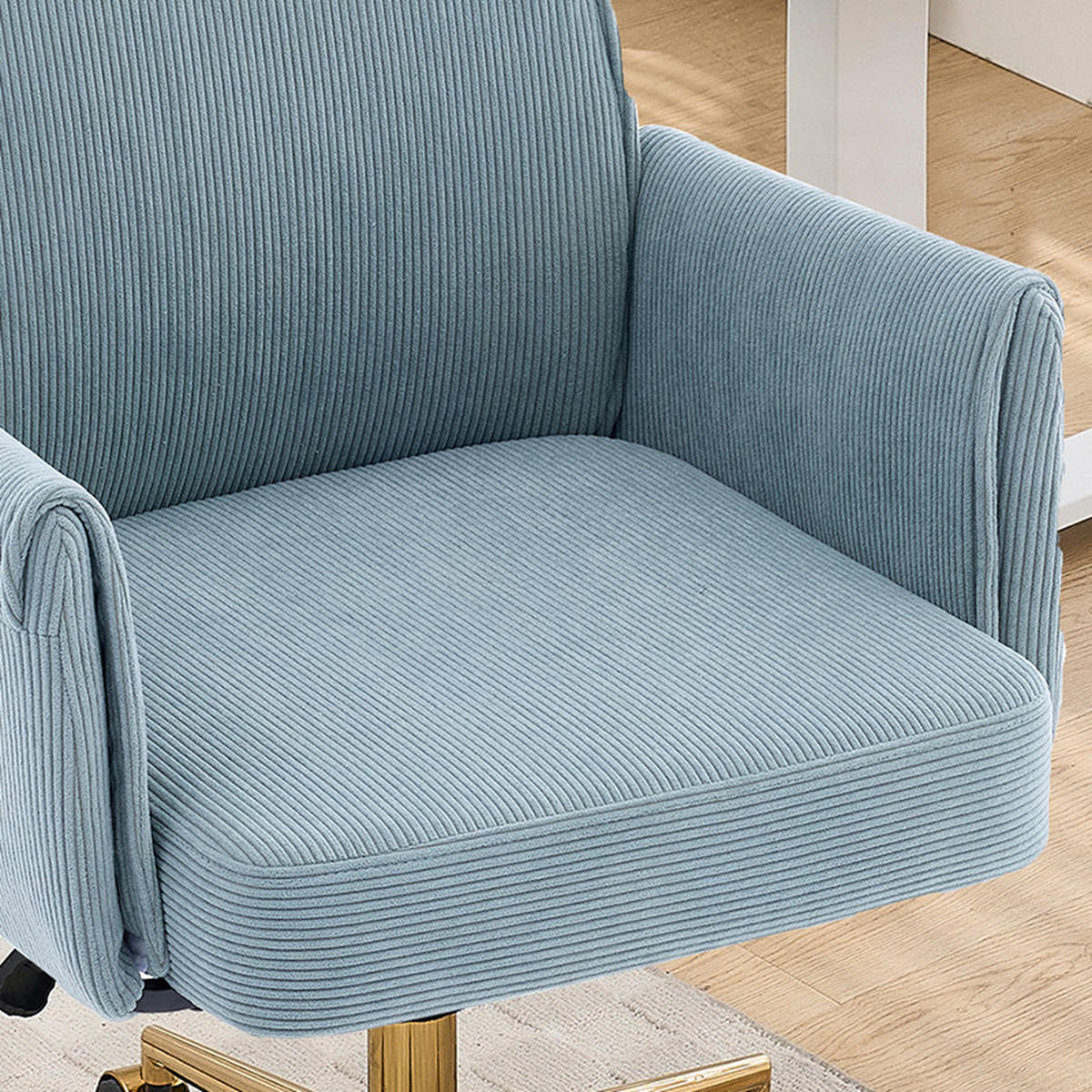 DREHSTUHL DE-41015 mit goldener Basis Blau - Blau, Metall (65/107/63cm) - ComfortXL