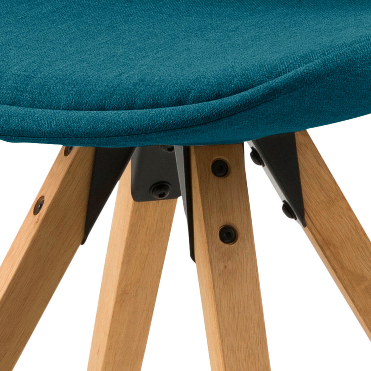 POLSTERSTUHL - Massivholz Gummibaum / Textil - Petrol/Braun, Holz/Textil (49/85/55cm) - home24