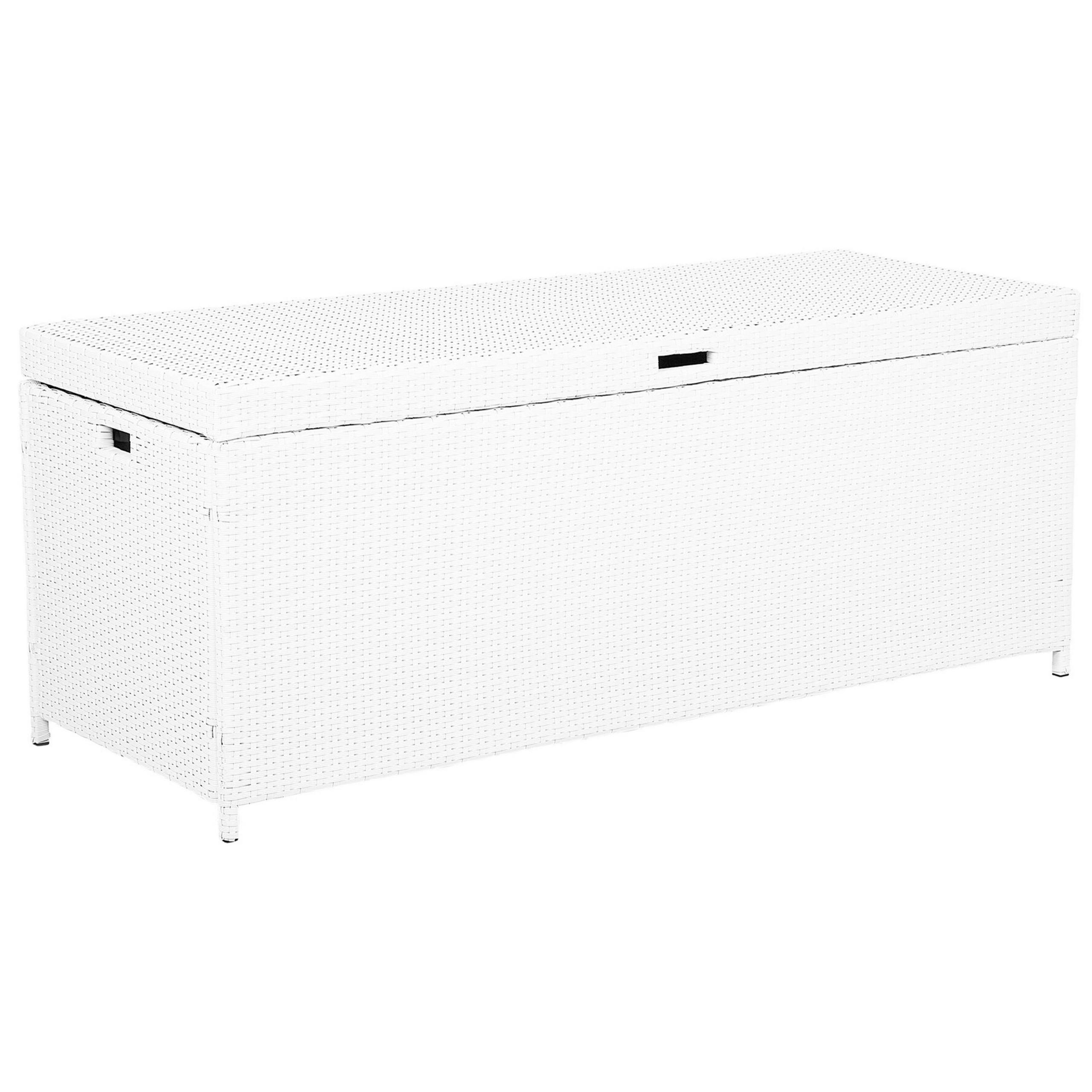 AUFLAGENBOX Rattan weiß 158/63 cm Modena - Weiß, Kunststoff (158/66/63cm) - Beliani