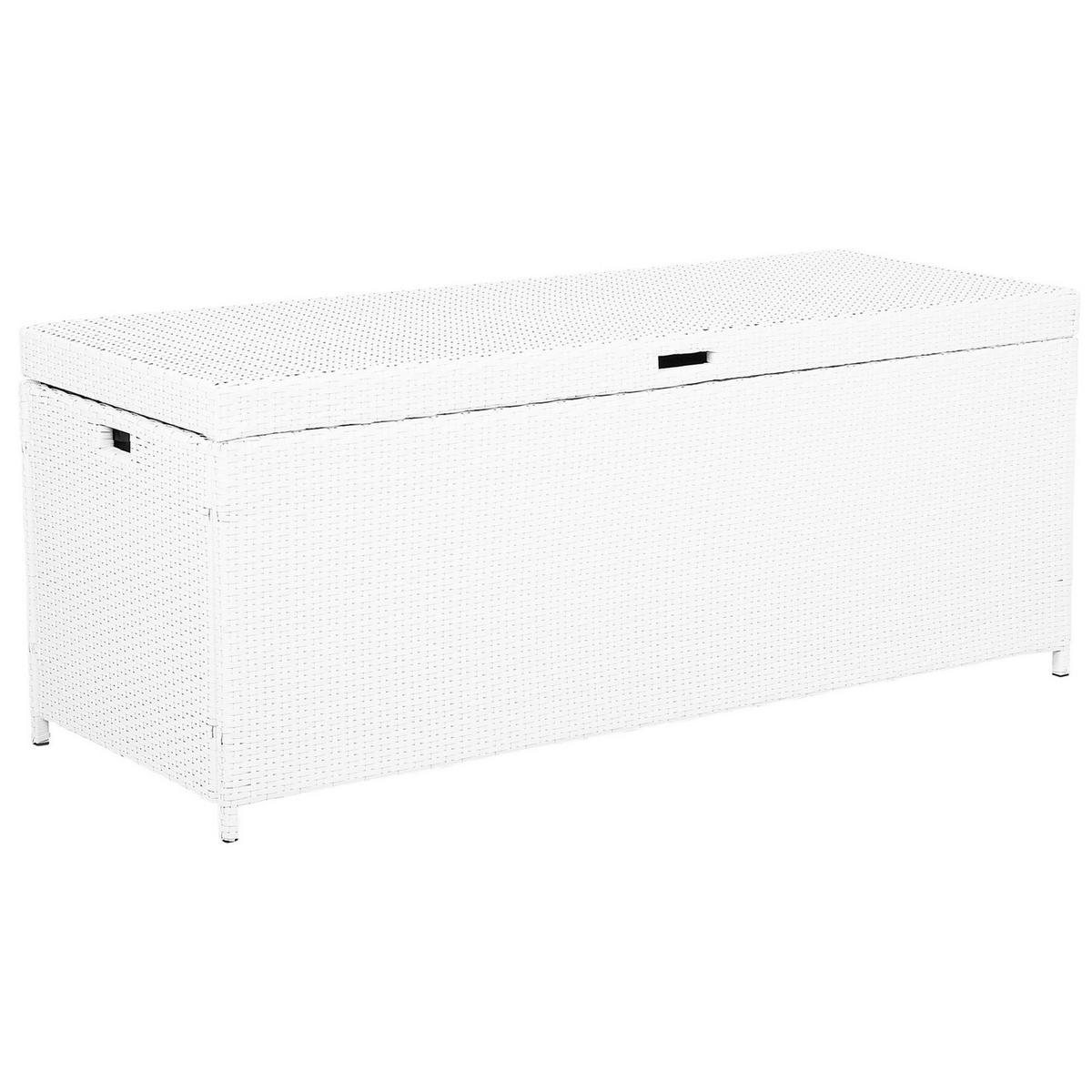 AUFLAGENBOX Rattan weiß 158/63 cm Modena - Weiß, Kunststoff (158/66/63cm) - Beliani