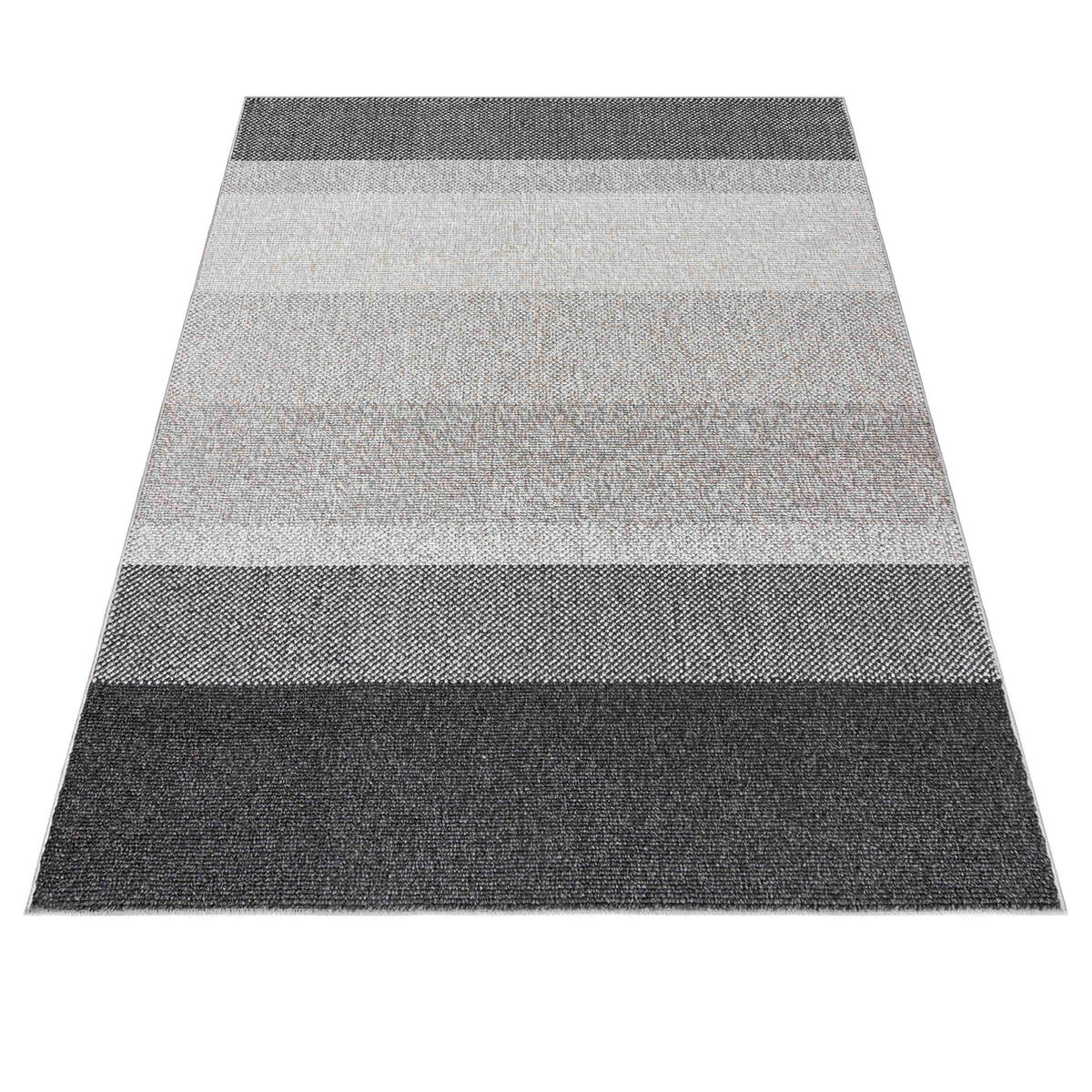 TEPPICH Lora PE13A Mazovia 80x150cm Anthrazit Grau Gestreift Kurzflor - Anthrazit, Textil (80/150cm) - Mazovia