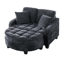 SCHLAFSOFA 2 in 1 Sofa,Sofa mit Schlaffunktion,Hocker und Stauraum Stoffbezug Schwarz - Schwarz, Textil (129/93/132cm)