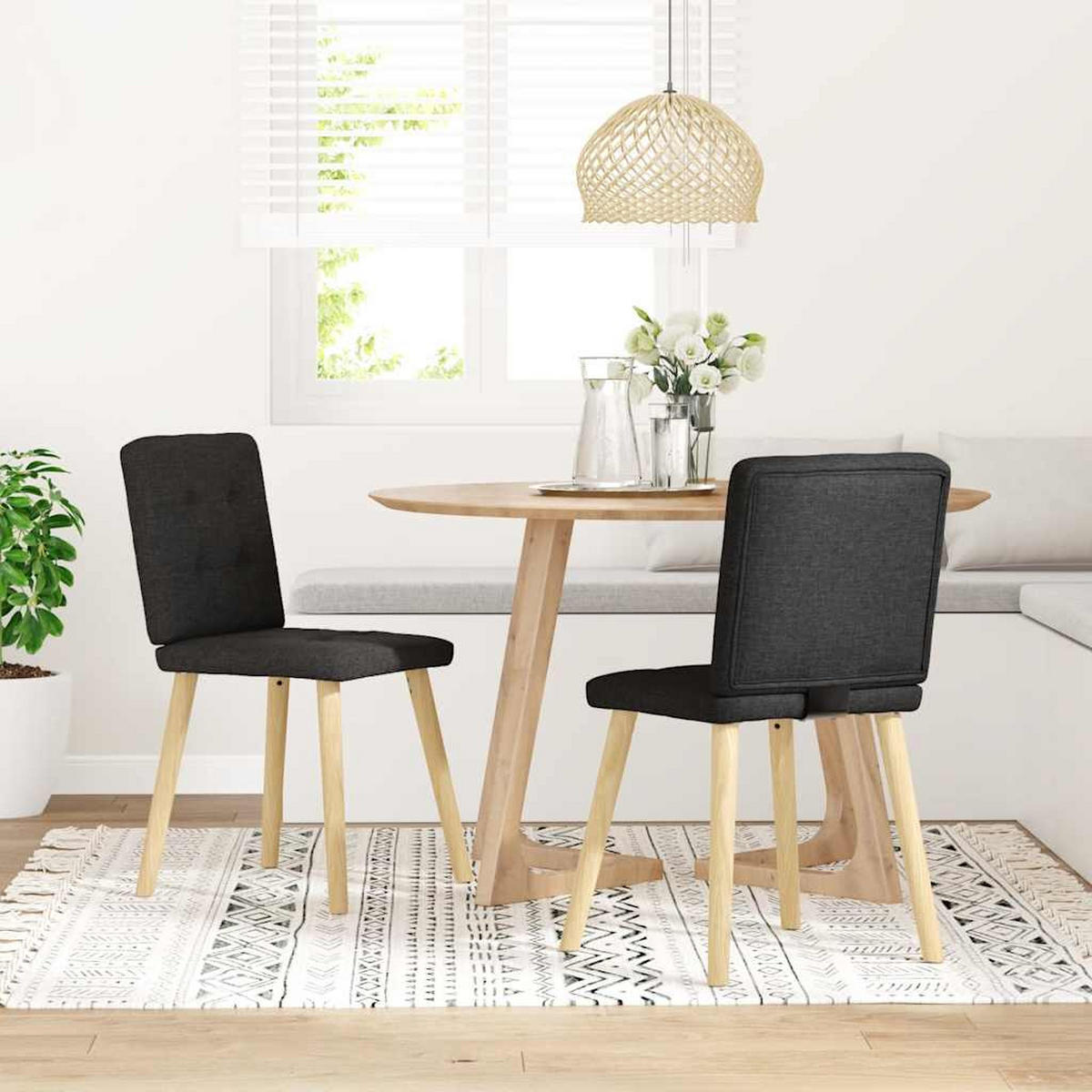 ESSZIMMERSTÜHLE 2 Stk. Schwarz Stoff 45*54*86cm - Schwarz, Metall (45/86/54cm) - ZMH