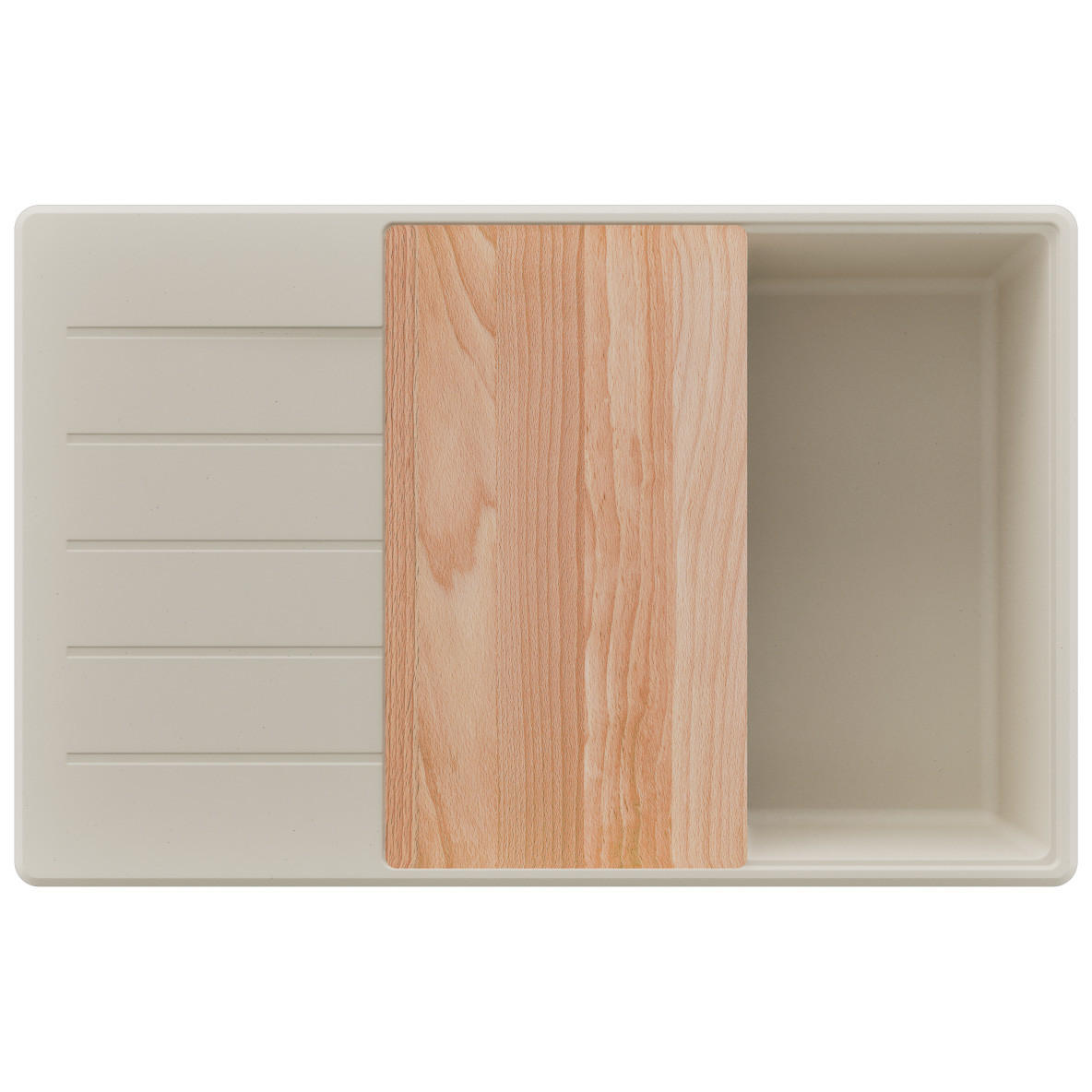 SPÜLBECKEN Kopenhagen, 2-er set Beige 78/50 cm 1 Becken + Ablauf-Set + Schneidebrett ab 60er Unterschrank - Beige, Kunststoff (78/20/50cm) - Primagran