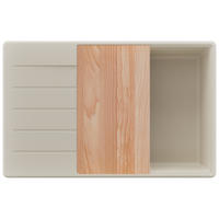 SPÜLBECKEN Kopenhagen, 2-er set Beige 78/50 cm 1 Becken + Ablauf-Set + Schneidebrett ab 60er Unterschrank - Beige, Kunststoff (78/20/50cm) - Primagran