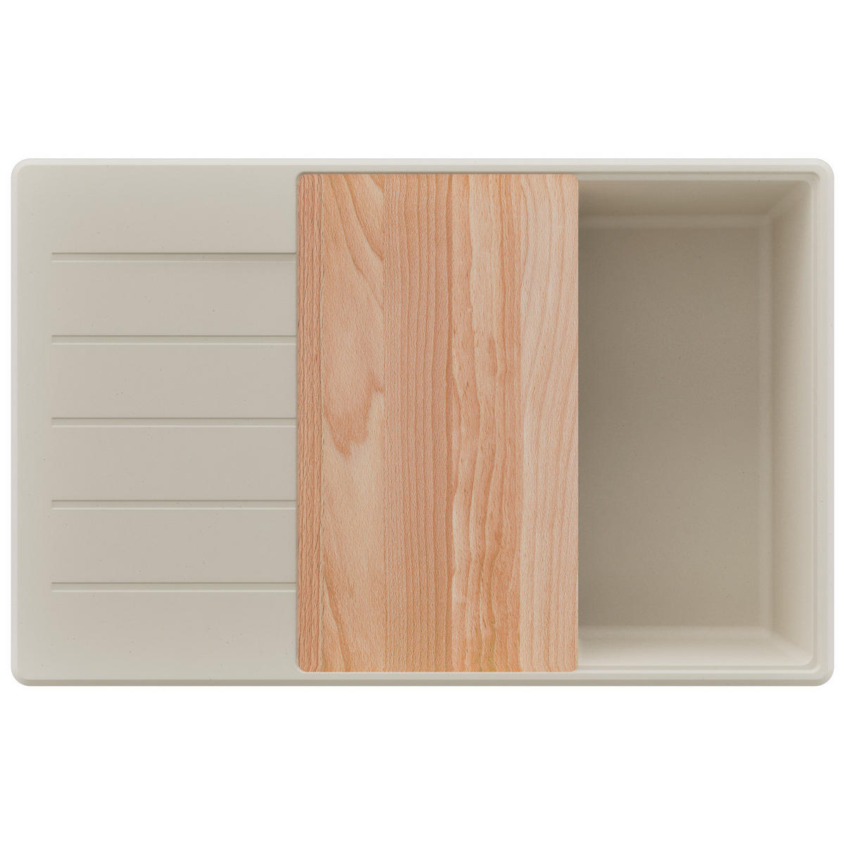 SPÜLBECKEN Kopenhagen, 2-er set Beige 78/50 cm 1 Becken + Ablauf-Set + Schneidebrett ab 60er Unterschrank - Beige, Kunststoff (78/20/50cm) - Primagran