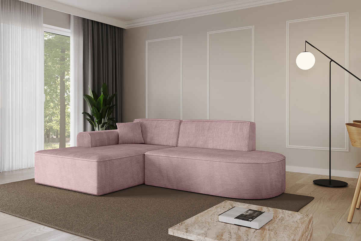ECKSOFA Ottomane Links IREA-L1-v3 - 232x165x77 cm Rosa - Rosa, Holzwerkstoff/Textil (232/165cm) - ALTDECOR
