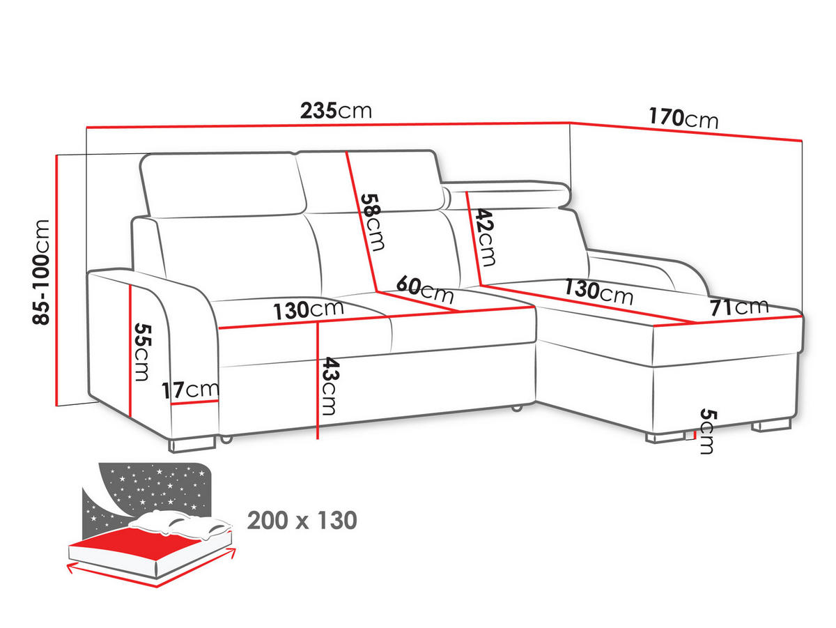 COLTAR Oslo 2rLC - argintiu/gri, material plastic/material textil (235/170cm) - MIRJAN24