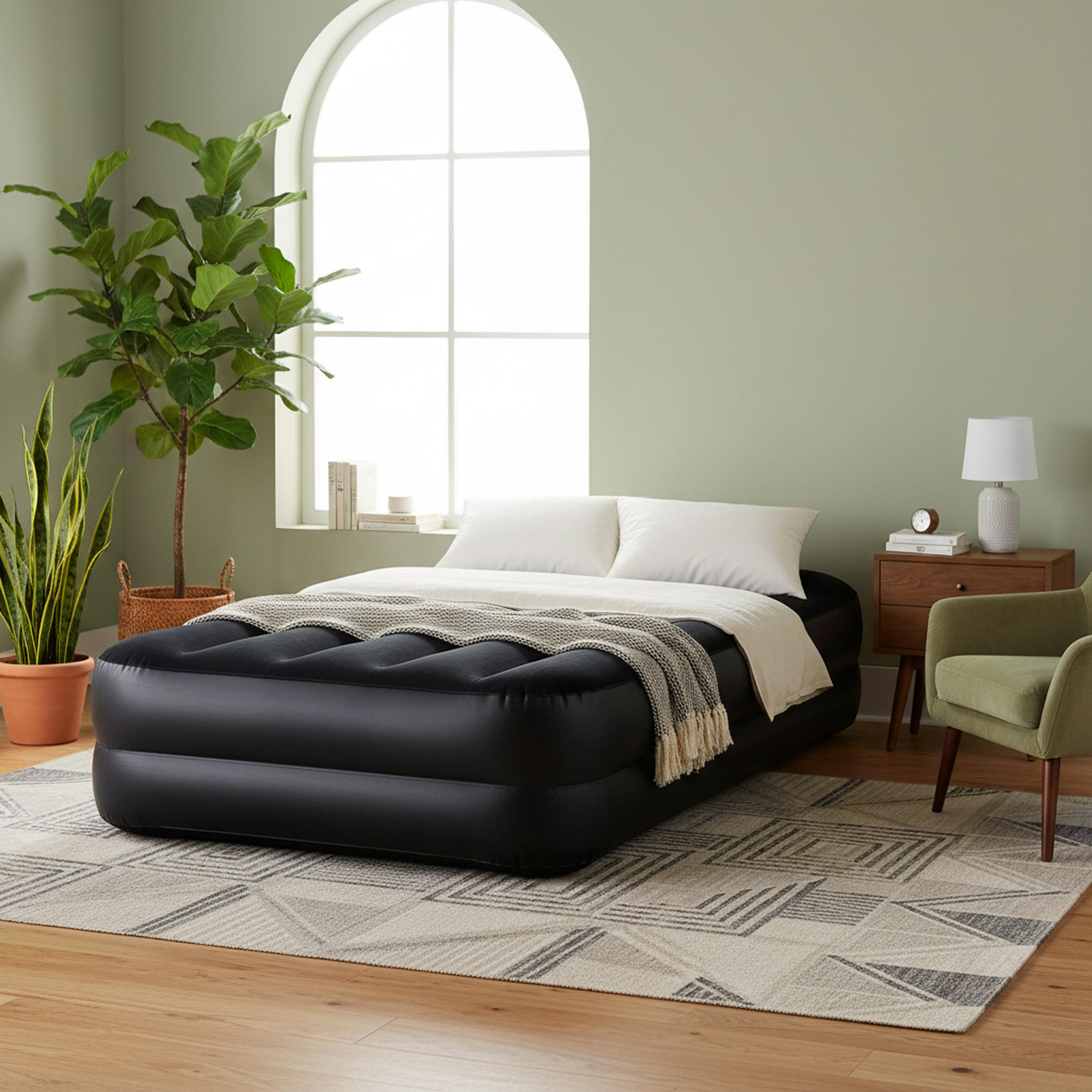 LUFTBETT Luftmatratze selbstaufblasend 195 x 96 x 46 cm mit integrierter Pumpe - Schwarz, Kunststoff (96/195cm) - Avenli