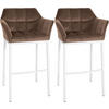 BARHOCKER 2er Set Samt Braun - Weiß/Braun, Textil (64/110/48cm) - CLP