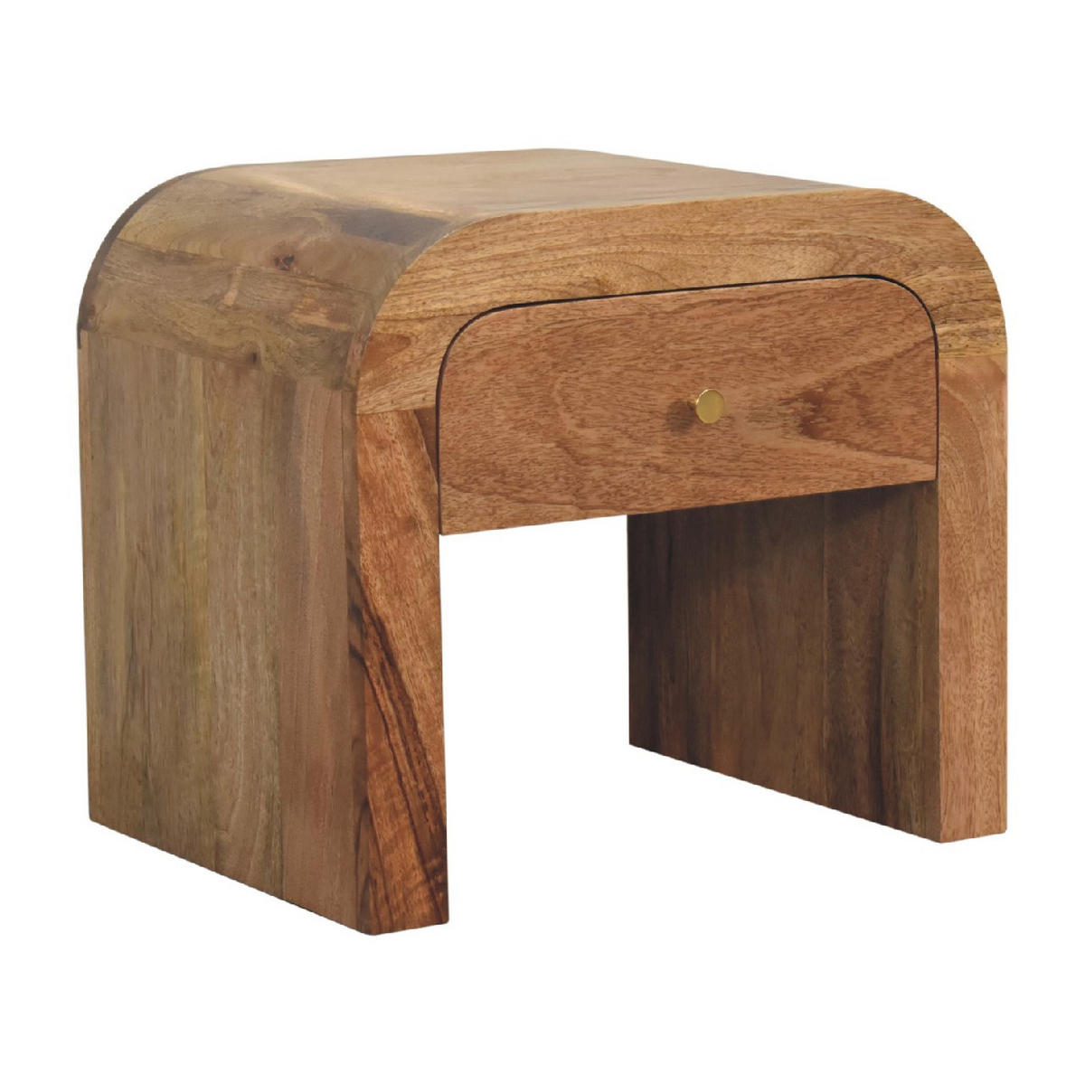 NACHTTISCH Haus Massivholz - Eichefarben/Messingfarben, Holz/Metall (45/40/35cm) - Artisan Furniture