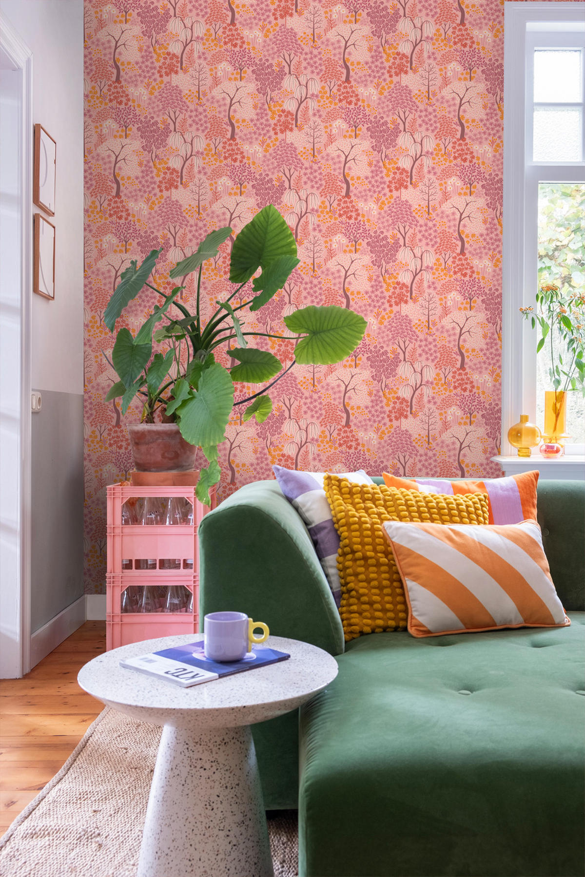 TAPETE Bäumen und Blumen 50 x 900 cm - Pink, Papier (50/900cm) - ESTAhome