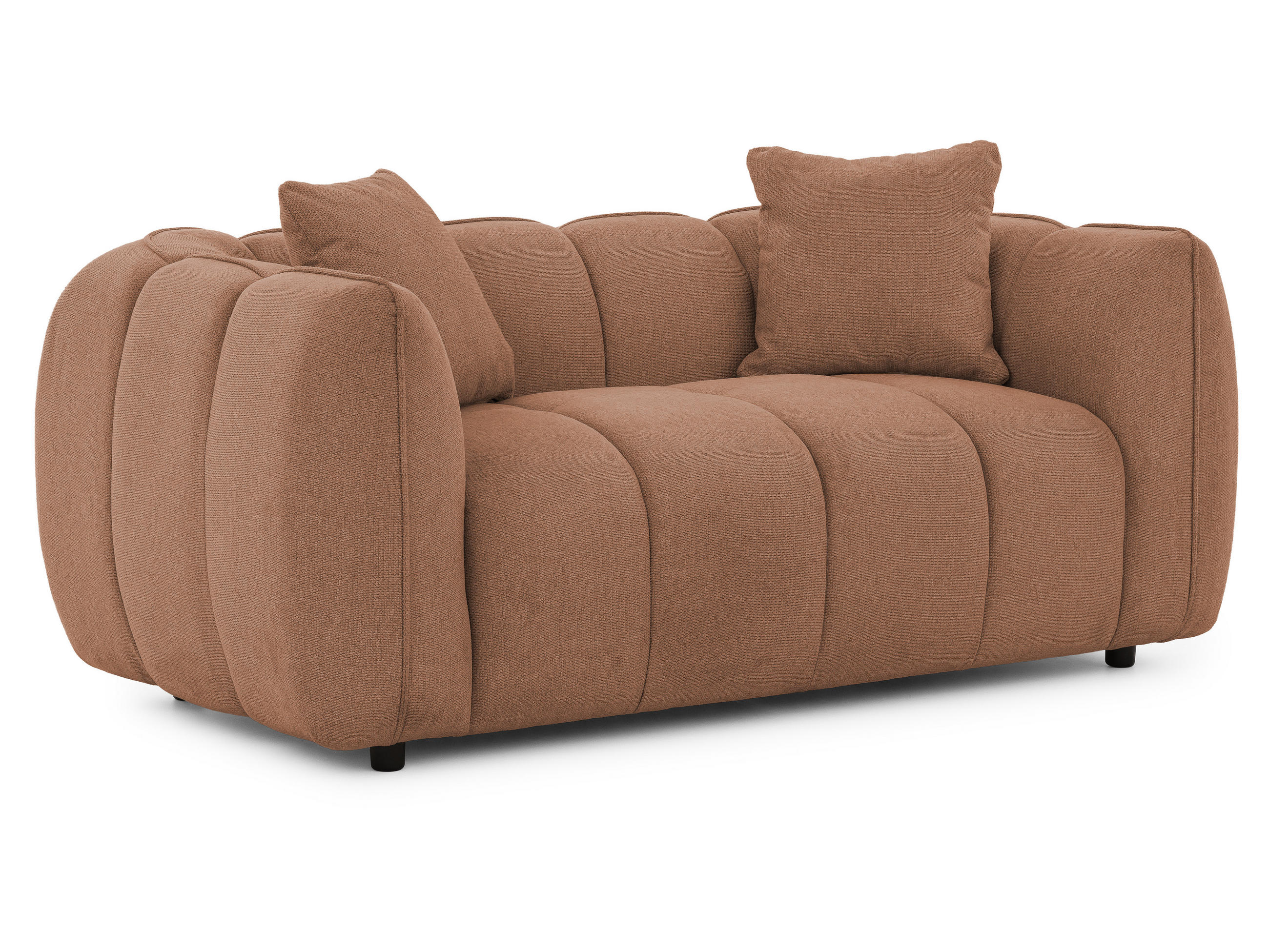S-Style DVOUMÍSTNÁ POHOVKA Nubira v hluboce prošívaném designu Bubble z měkké strukturované látky v terakotové barvě s moderním vzhledem