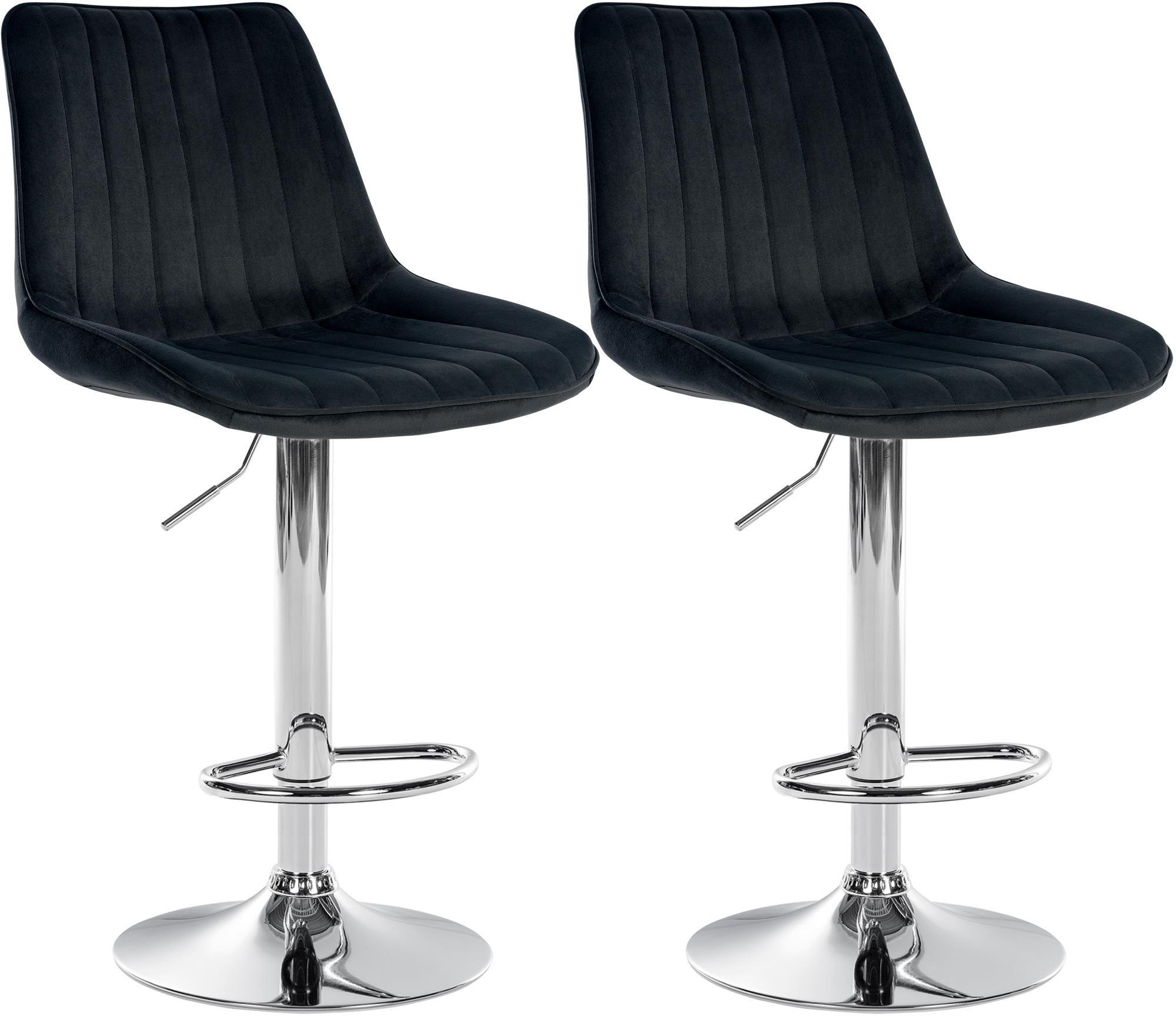 BARHOCKER 2er Set Samt Schwarz - Schwarz, Textil/Metall (49.5/91/50cm) - CLP