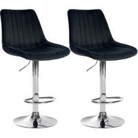 BARHOCKER 2er Set Samt Schwarz - Schwarz, Textil/Metall (49.5/91/50cm) - CLP