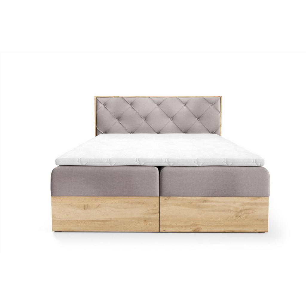 Thumbnail - Fun Möbel Boxbett, Creme, Textil, 200x200 cm, Schlafzimmer, Betten, Boxspringbetten