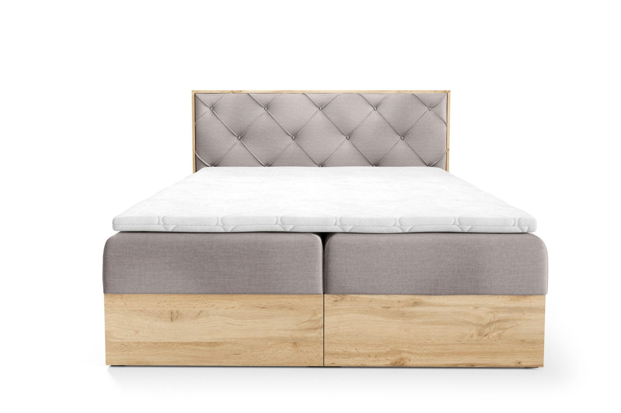 Thumbnail - Fun Möbel Boxbett, Hellgrau, Textil, 180x220 cm, Schlafzimmer, Betten, Boxspringbetten