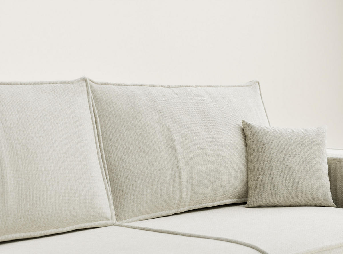 SOFA MIT SCHLAFFUNKTION Milos Creme Chenille-Stoff - Creme/Schwarz, Holz/Holzwerkstoff (255/70/105cm) - Maison de Reve