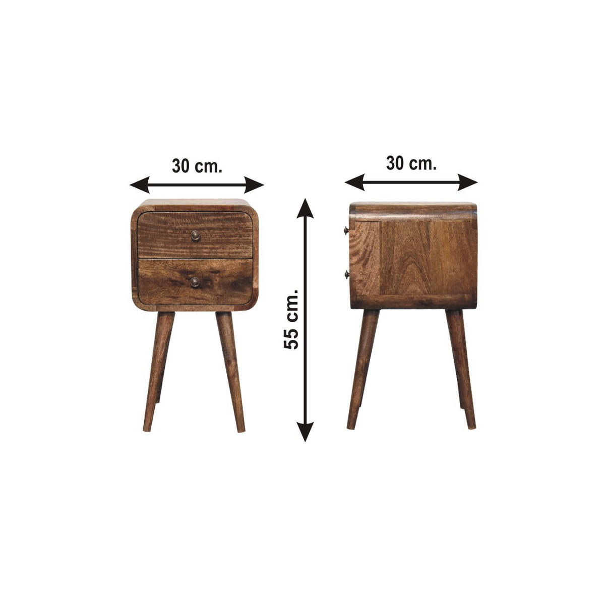 NACHTTISCH aus Massivholz - Messingfarben/Braun, Holz/Metall (30/55/30cm) - Artisan Furniture