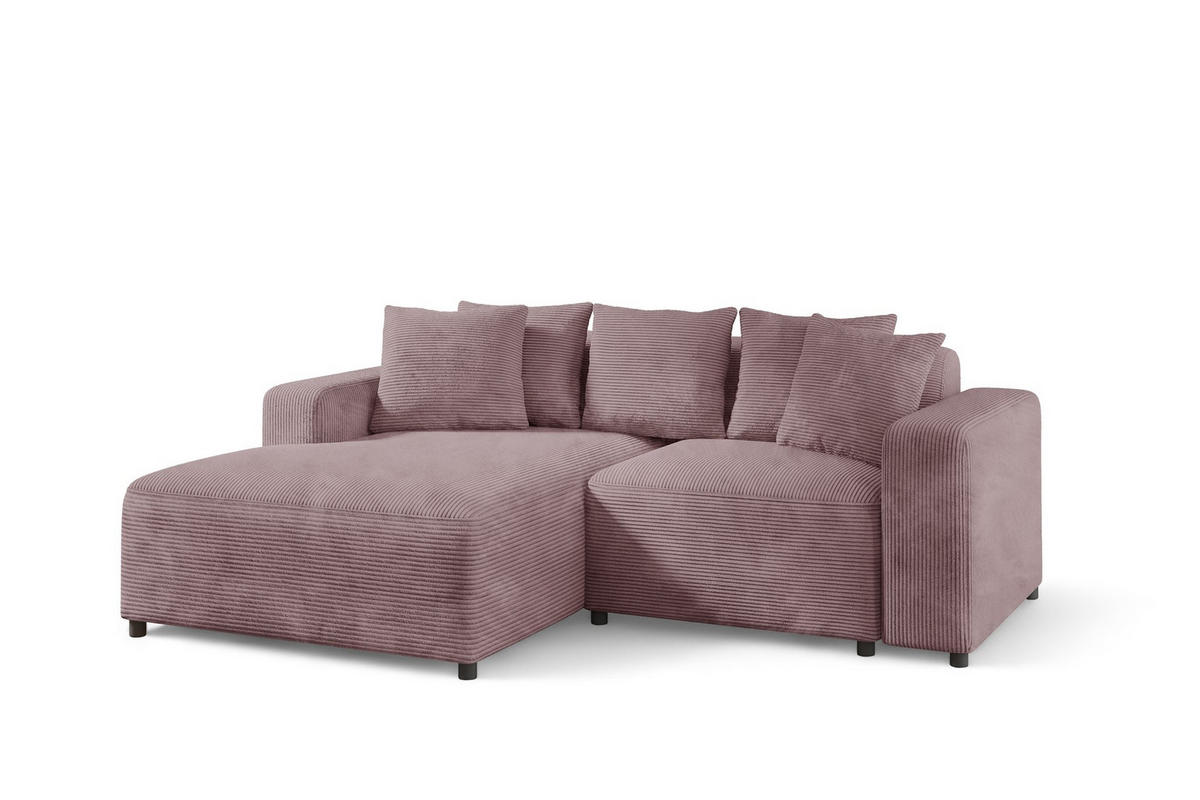 ECKSOFA Megan Xs In Stoff Poso - Altrosa, Holzwerkstoff/Textil (240/165cm) - Fun Möbel