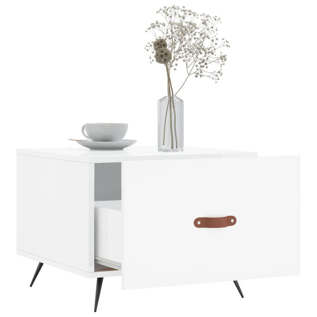 COUCHTISCHE 2 Stk. Hochglanz-Weiß 50x50x40 cm Holzwerkstoff - Weiß, Holzwerkstoff (50/50/40cm) - furnicato