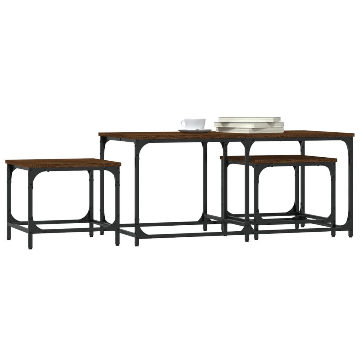 SATZTISCHE 3 Stk. Braun Eichen-Optik Holzwerkstoff - Braun, Holzwerkstoff (50/100/45cm) - furnicato