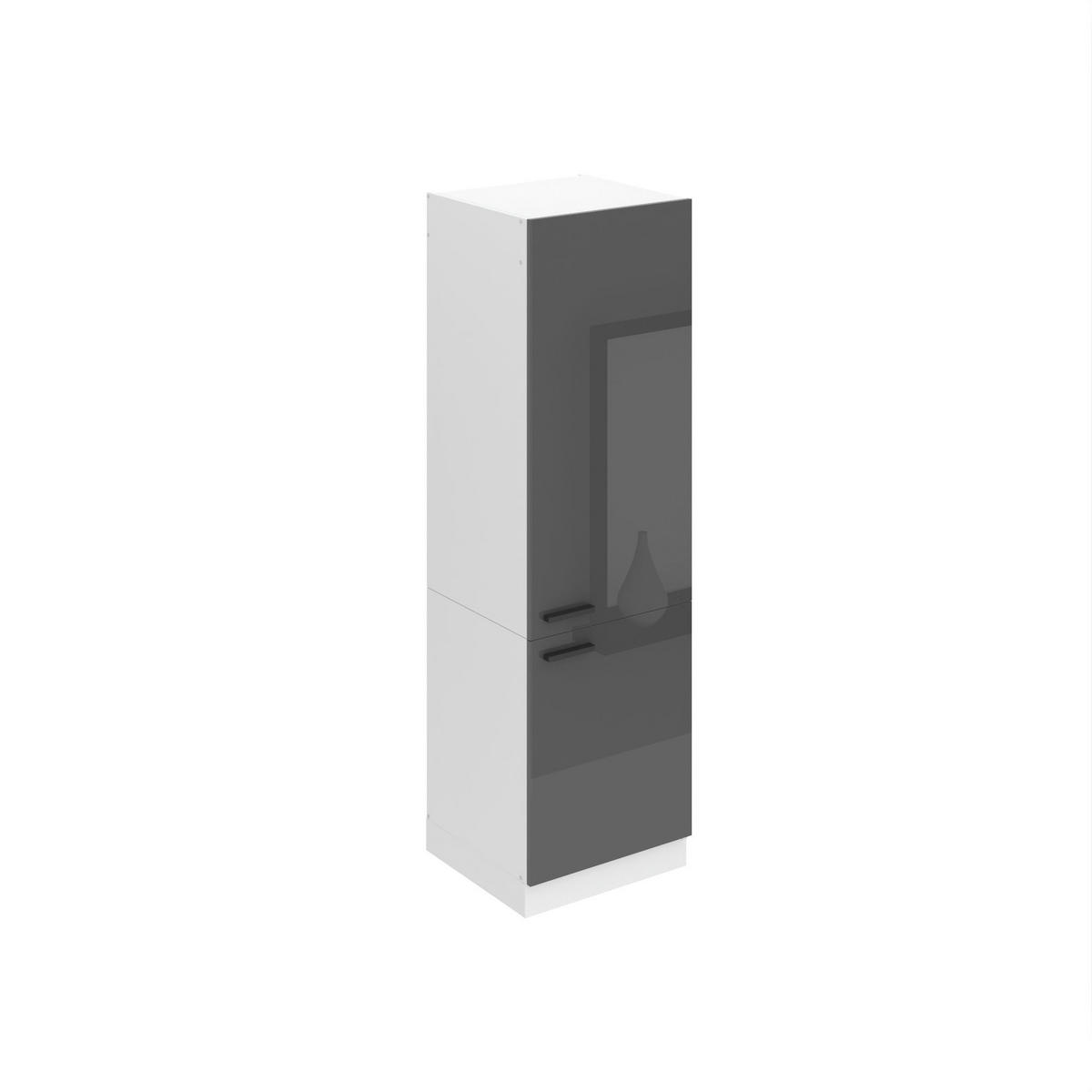 HOCHSCHRANK SSL. 60x204 cm, mit 2 Türen, Silber Hochglanz - Silberfarben, Holz (60/204/57.6cm) - B BELINI GROUP