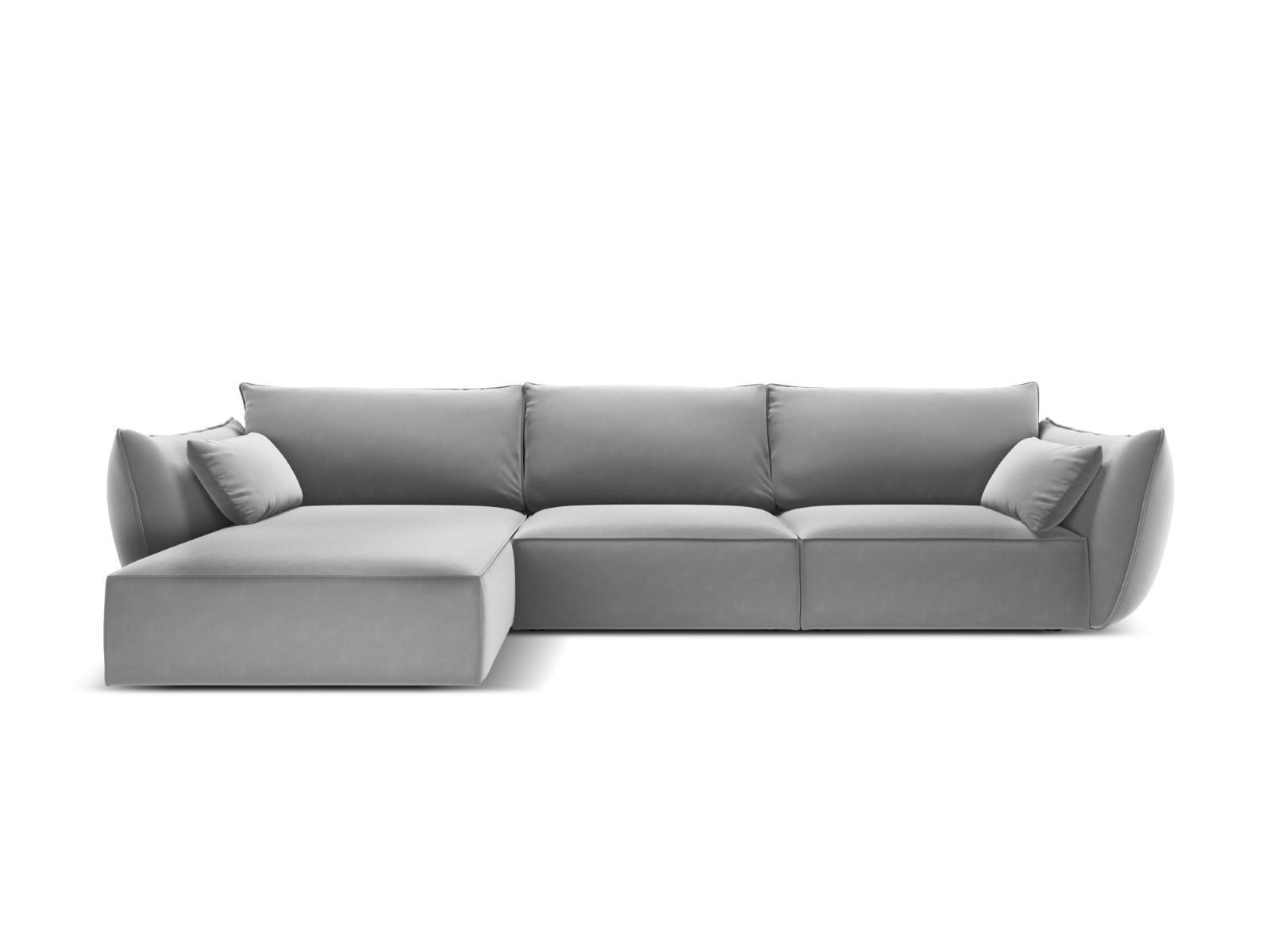 ECKSOFA links Kaelle aus Samt grau 4 Sitzplätze - Grau, Textil (171/308cm) - Micadoni