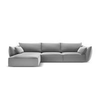ECKSOFA links Kaelle aus Samt grau 4 Sitzplätze - Grau, Textil (171/308cm) - Micadoni