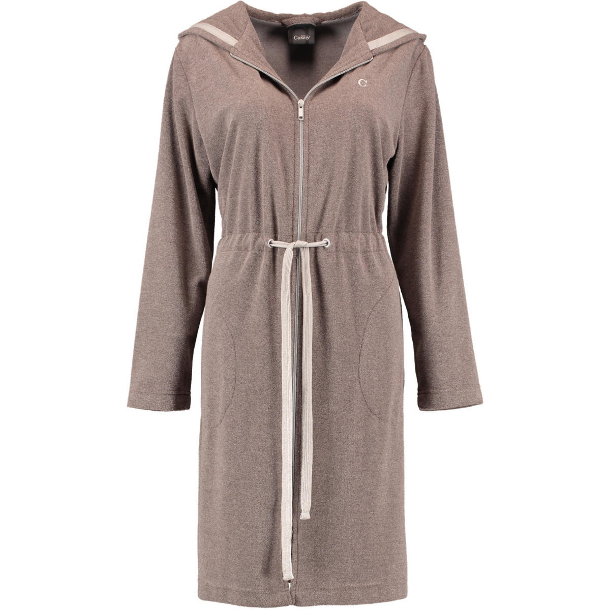 BADEMANTEL DAMEN KURZMANTEL MIT KAPUZE ACTIVE 821 MOCCA-STEIN - 37 - Braun, Textil (Lnull) - Cawoe