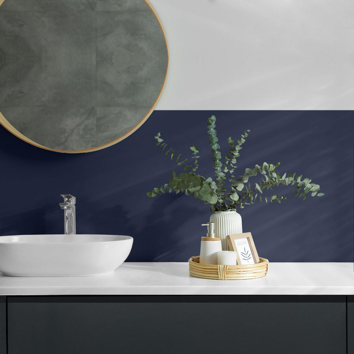 WANDPANEEL 4x 50x50 cm selbstklebend Thalisse - Blaugrau, Kunststoff (50/1.6/50cm) - Wallfluent