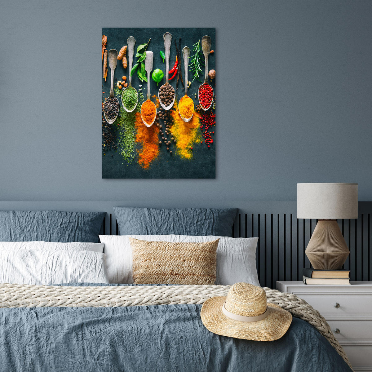 POSTER Kräuter - Gewürze - Löffel 60x80 cm - Currygelb, Papier (60/80/0.1cm) - MuchoWow