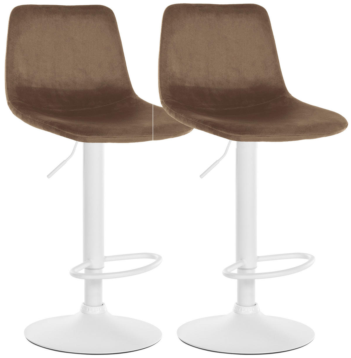 BARHOCKER 2er Set Samt braun - Braun, Textil/Metall (44/88/43cm) - CLP