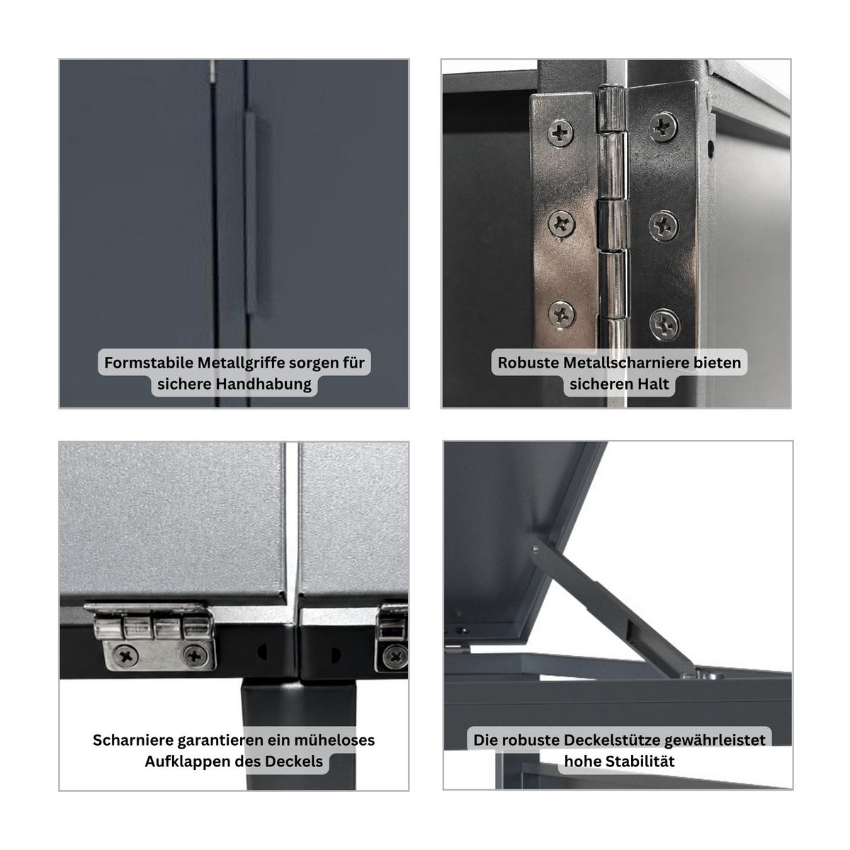 MÜLLTONNENBOX MODUS 4er HxBxT 118,5x272x80cm für 4 x 240 Liter Mülltonnen Verzinkter Stahl - Grau, Metall (272/118.5/80cm)