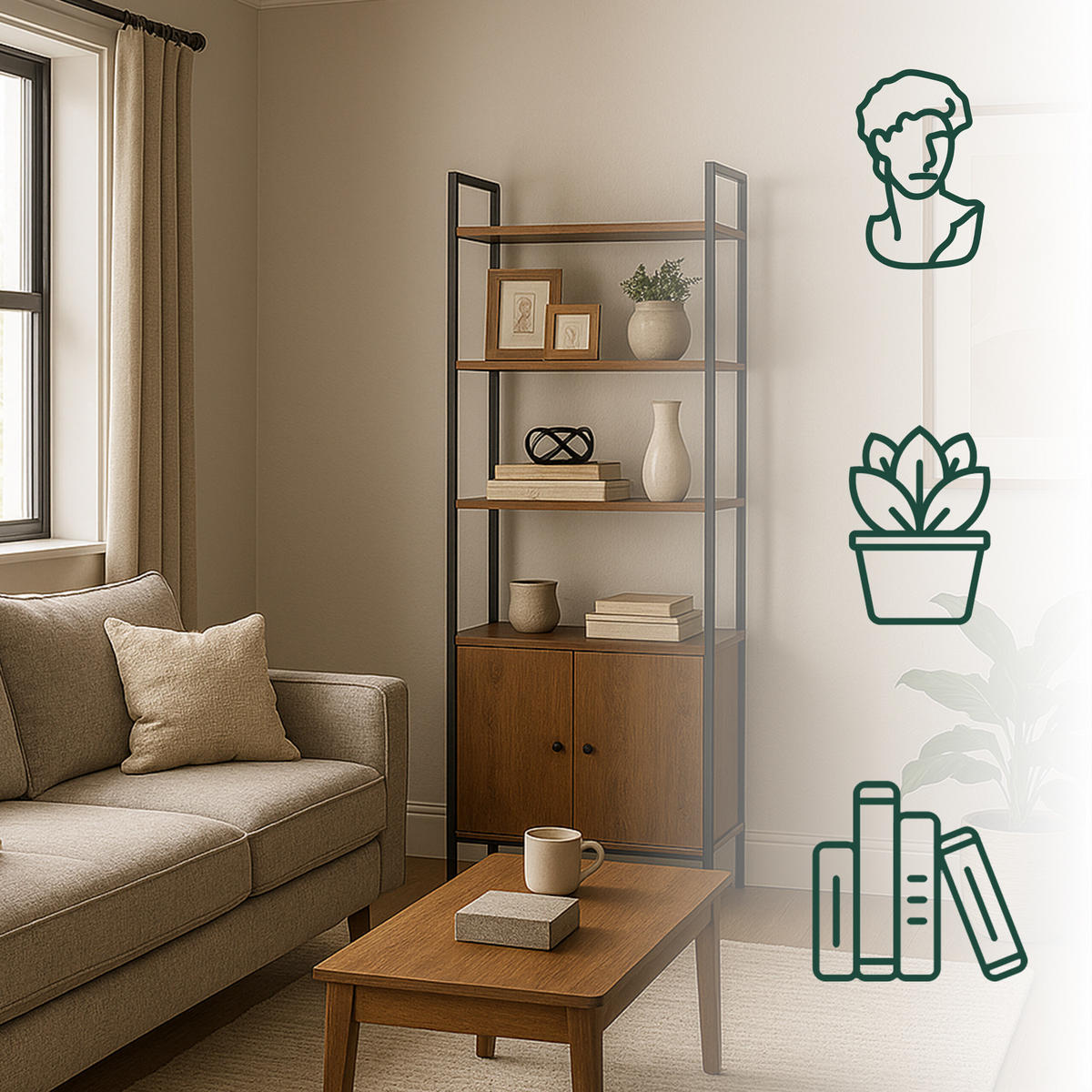 BÜCHERREGAL - Braun, Holzwerkstoff/Metall (60/159.5/24cm) - Relaxdays