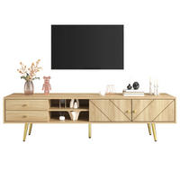 TV-BOARD aus MDF und Spanplatte 160x36x42 cm Holzfarbe mit 2 Schubladen, 2 Türen und offenen Fächern - Braun, Holzwerkstoff (160/42/36cm) - Modfu