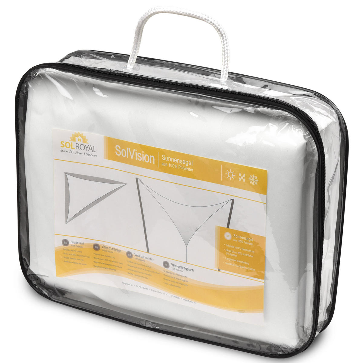 SONNENSEGEL SolVision PS9 500/500/700 cm dreieckig Weiß PE - Weiß, Kunststoff (500/500cm) - Sol Royal