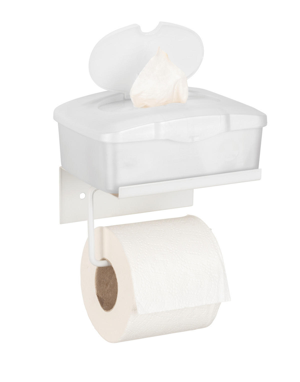 TOILETTENPAPIERHALTER aus Metall mit Ablage Desulo 14/12/6,2 cm - Weiß, Metall (12/6.2/14cm) - Wenko