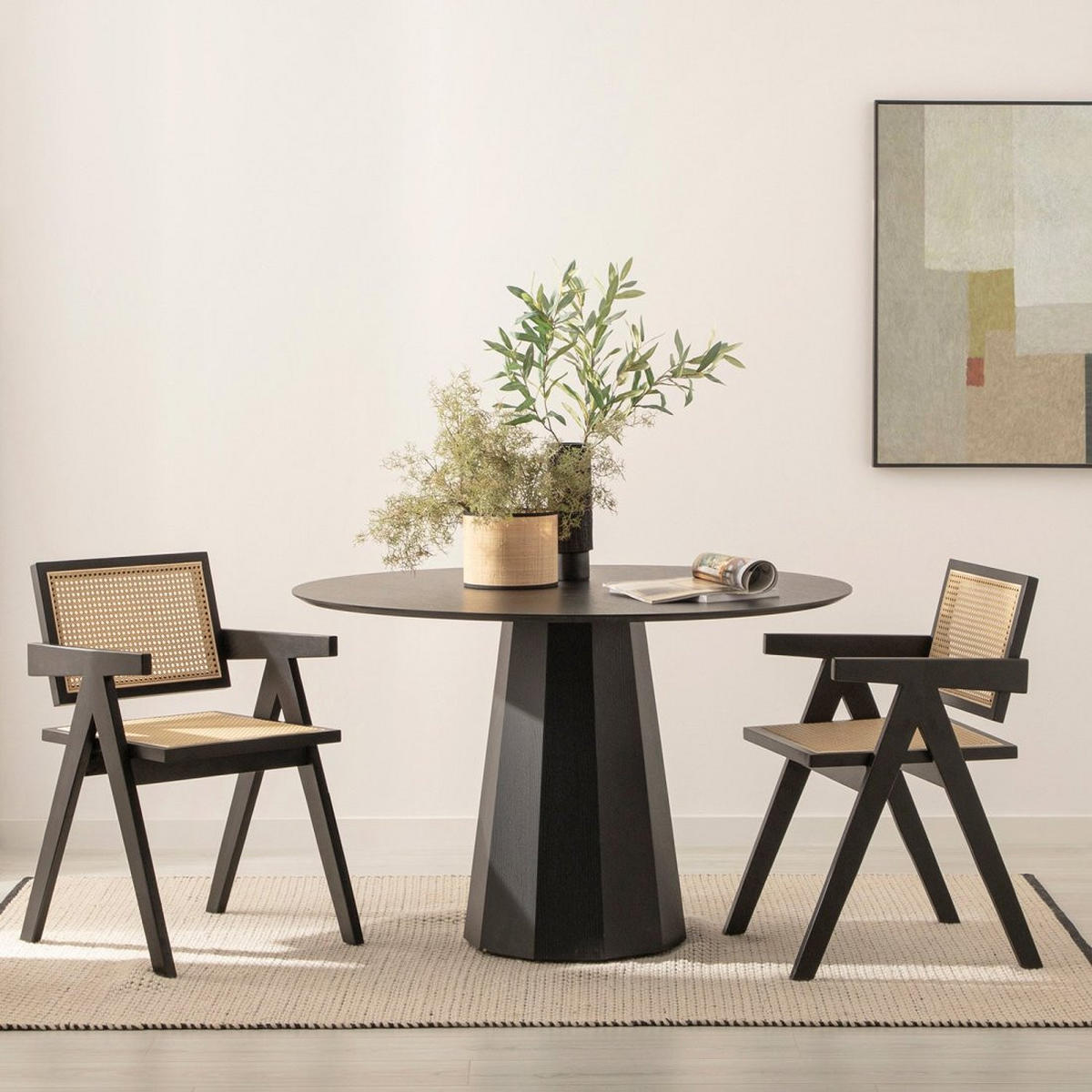 ESSTISCH Olivier Schwarz 120 cm x 76 cm - Schwarz, Holzwerkstoff (120/120/76cm) - Klast Home