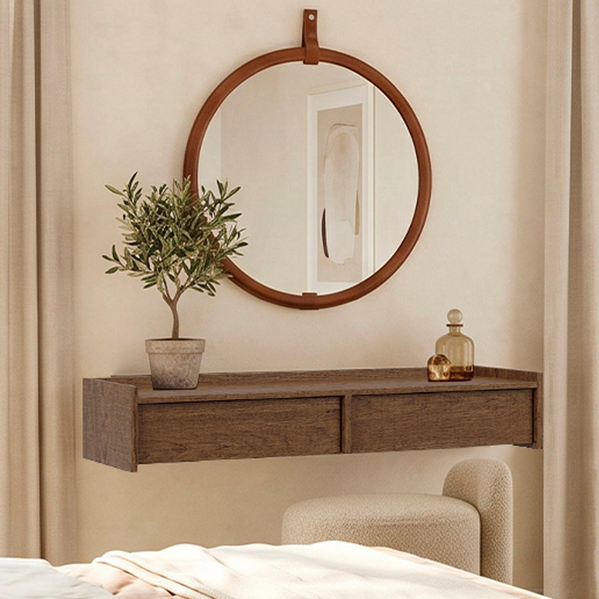 KONSOLENTISCH Japandi Dunkles Holz - Braun, Holzwerkstoff (105/21.5/34cm) - Petits-meubles