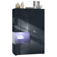 VITRINE Morena Einsatz in Schwarz Hochglanz - Schwarz Hochglanz, Holzwerkstoff (91.5/136.5/37cm) - Vladon