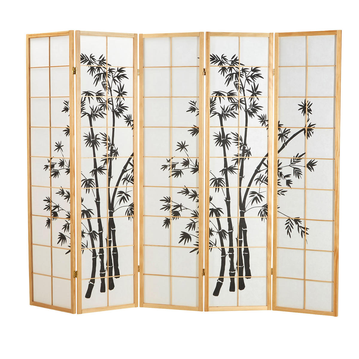 PARAVENT 5-tlg. 220/179 cm Braun Bambusmuster - Braun, Holz (220/179/2cm) - Homestyle4u