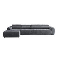 5-SITZER modulares Ecksofa VEER SET 2 Links, 379 x 175 cm, Chenille Webstoff Dunkelgrau - Dunkelgrau/Schwarz, Holz/Kunststoff (379/175cm) - Muffo