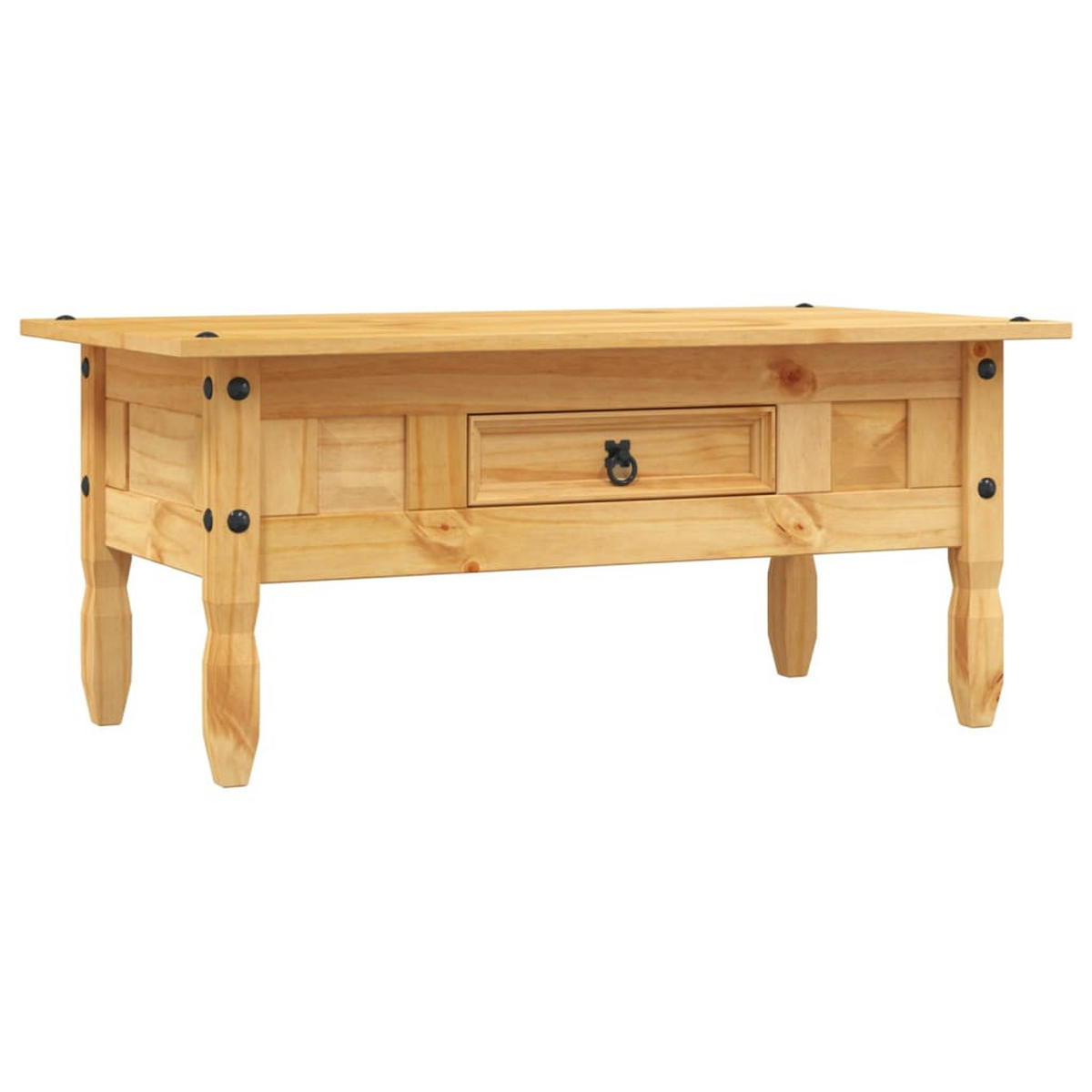 COUCHTISCH Mexikanischer Stil 100/55/44 cm aus Kiefernholz Braun mit 1 Schublade - Braun, Holz (55/100/44cm) - vidaXL