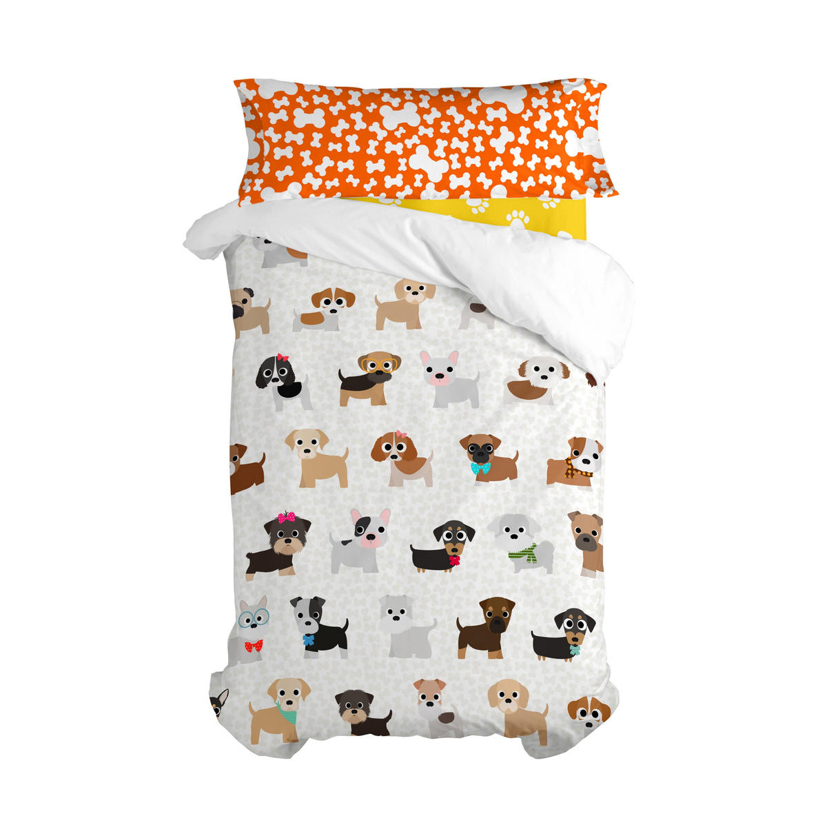 BETTBEZUG 2er-Set teiliges dogs 135/140x200 cm (standardgrösse) mehrfarbig - Multicolor, Textil (140/200cm) - Happy Friday