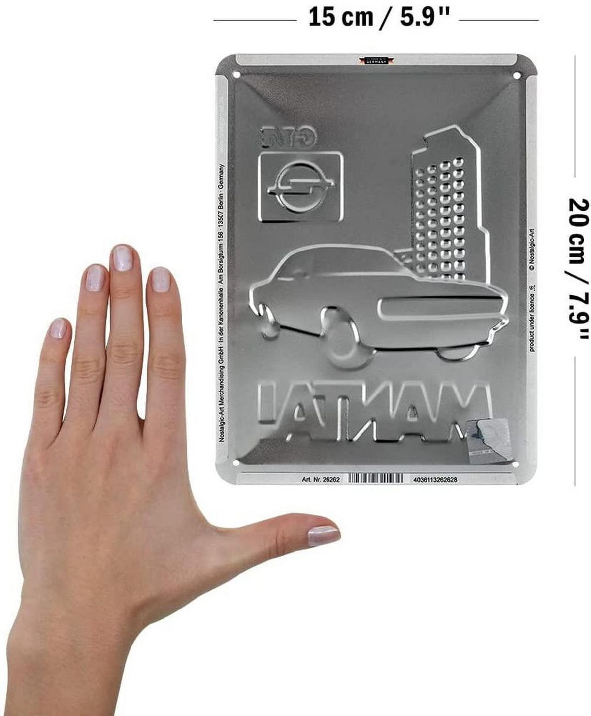 BLECHSCHILD 15/20 cm Opel Opel Manta! GT/E - Multicolor, Metall (15/20/0.5cm) - Nostalgic-Art