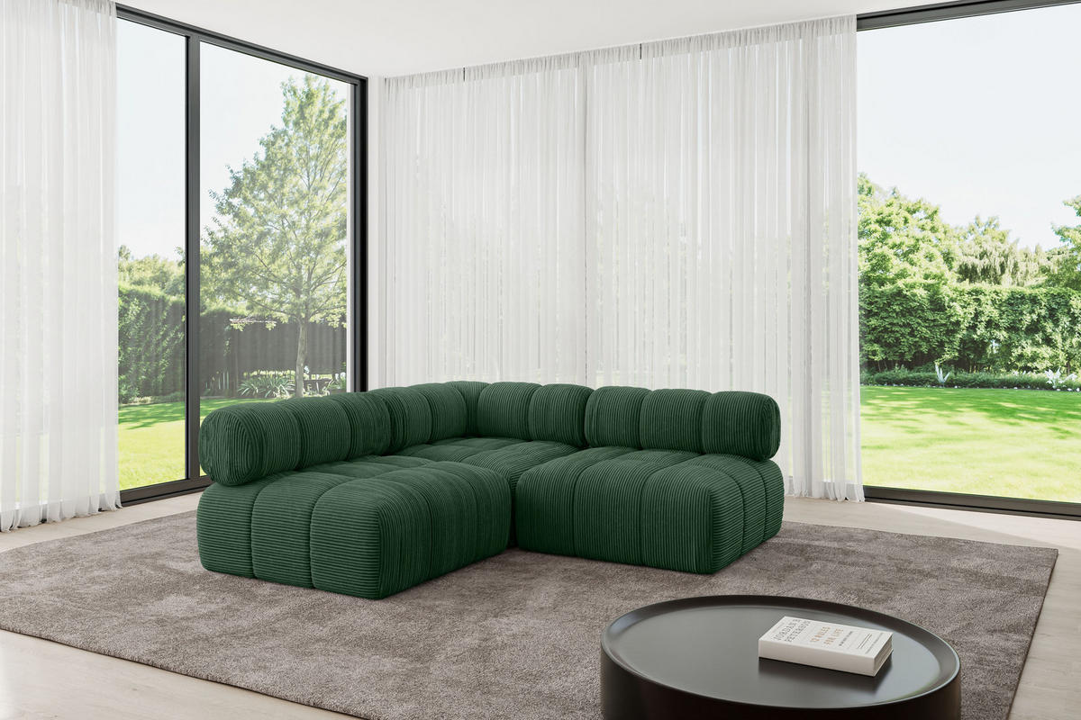 ECKSOFA modulares Sofa Samaro-L1 - 190x190x70 cm Grün Cord - Grün, Holzwerkstoff/Textil (190/190cm) - ALTDECOR