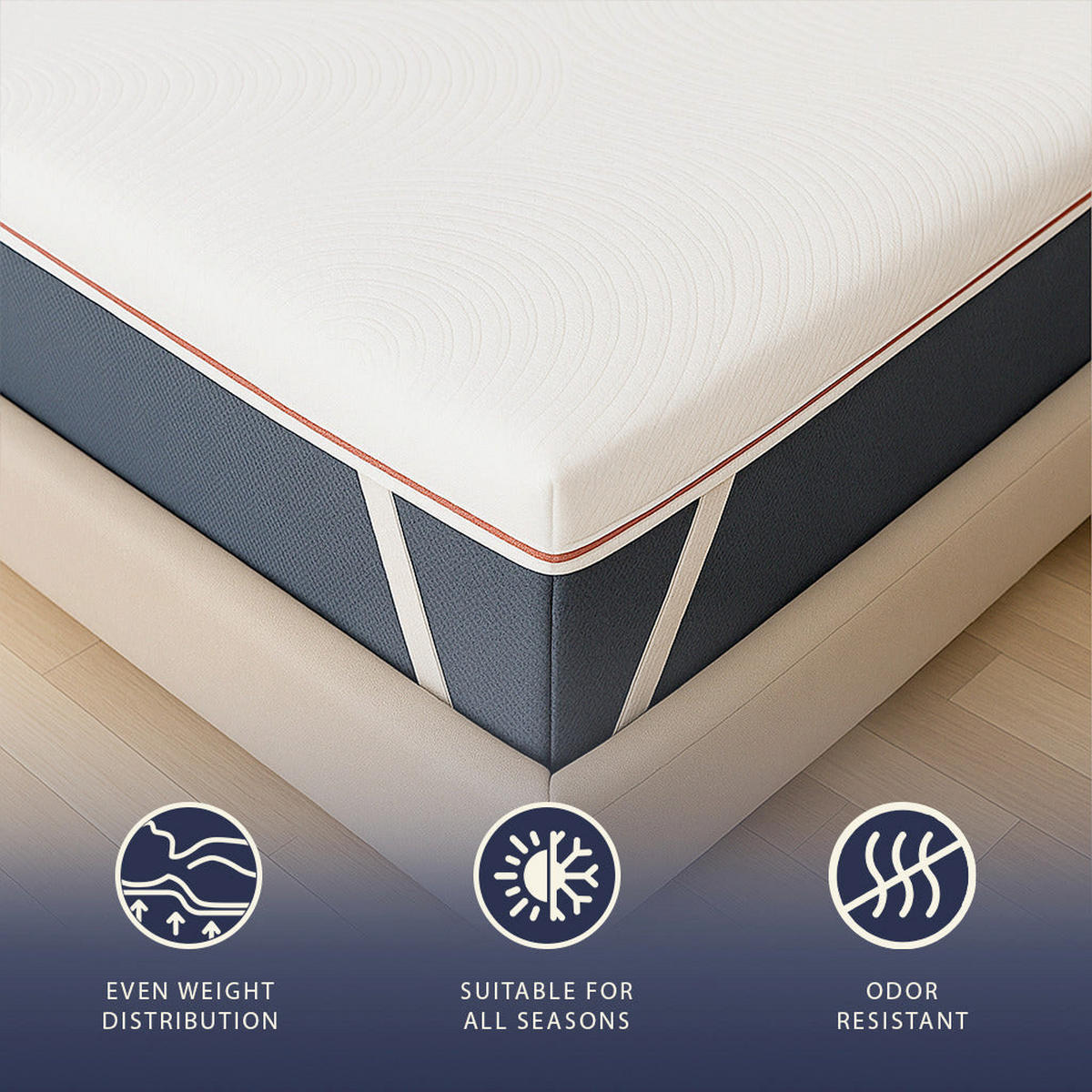 MATRATZENTOPPER 160x190 aus Memory Schaum mit 9 Zonen | Höhe 5 cm | Pure Stoff Hypoallergen und Abnehmbar - Weiß, Textil (160/190cm) - The White Stone