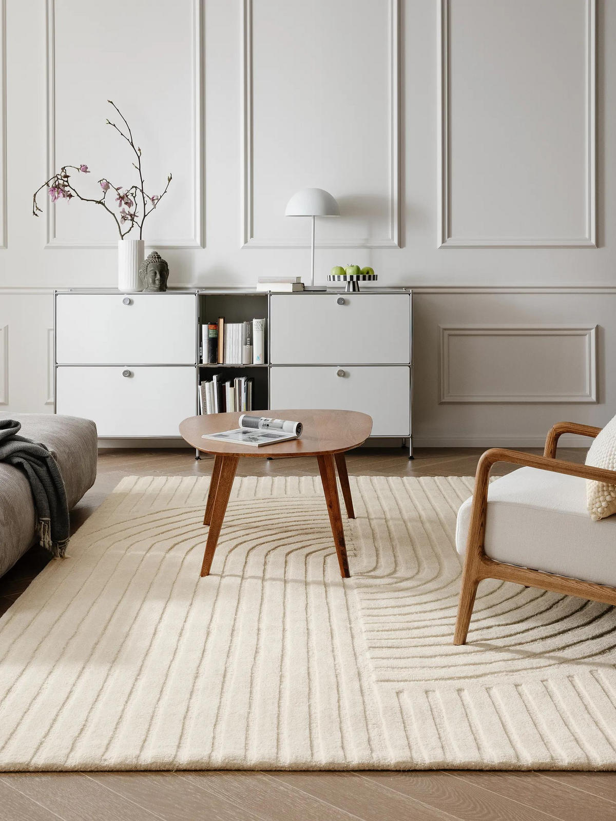 VOLNENA preproga Yanis Slonokoščena/Zelena 160x230 cm - krem, tekstil/naravni materiali (160/230cm) - benuta Pure