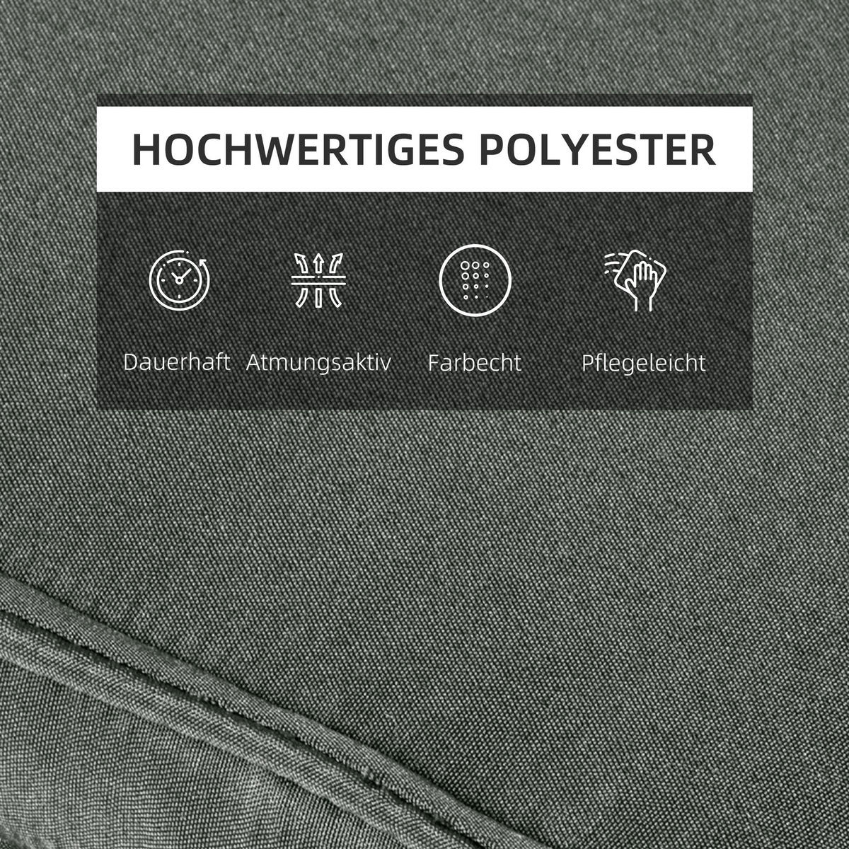SITZKISSEN, Polyester, Baumwolle, Grau - Grau, Kunststoff (53/5/198cm) - Outsunny